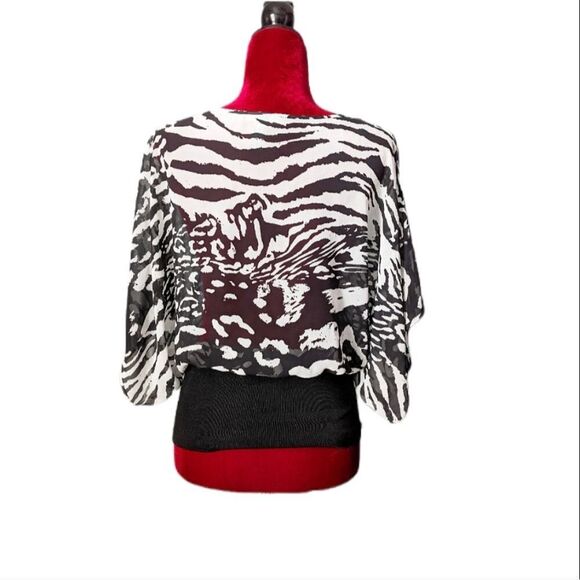 INC International Concepts Black & White Sheer Top Size 8 - Picture 3 of 4